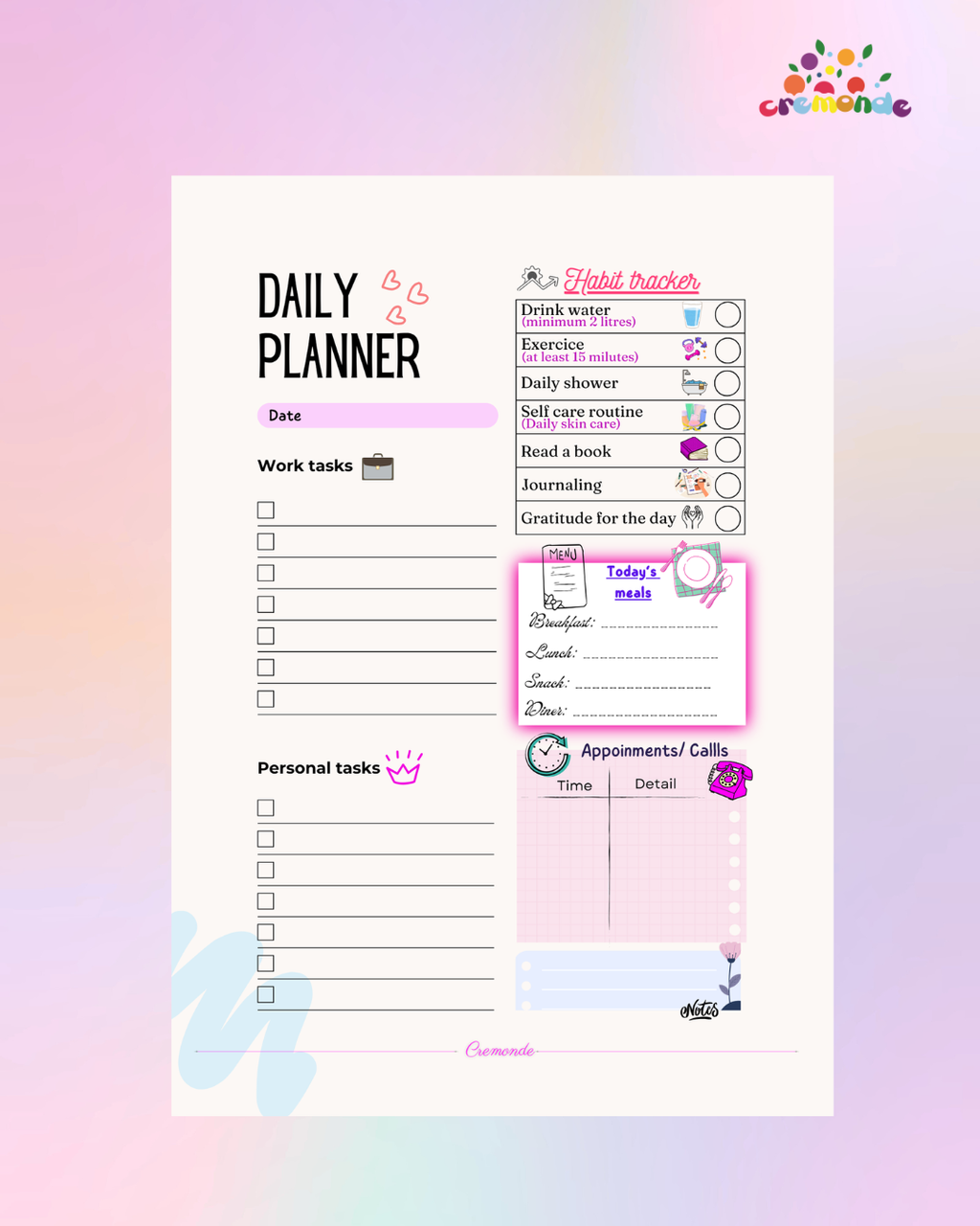 Cremonde Agenda - Paris Edition for women / English