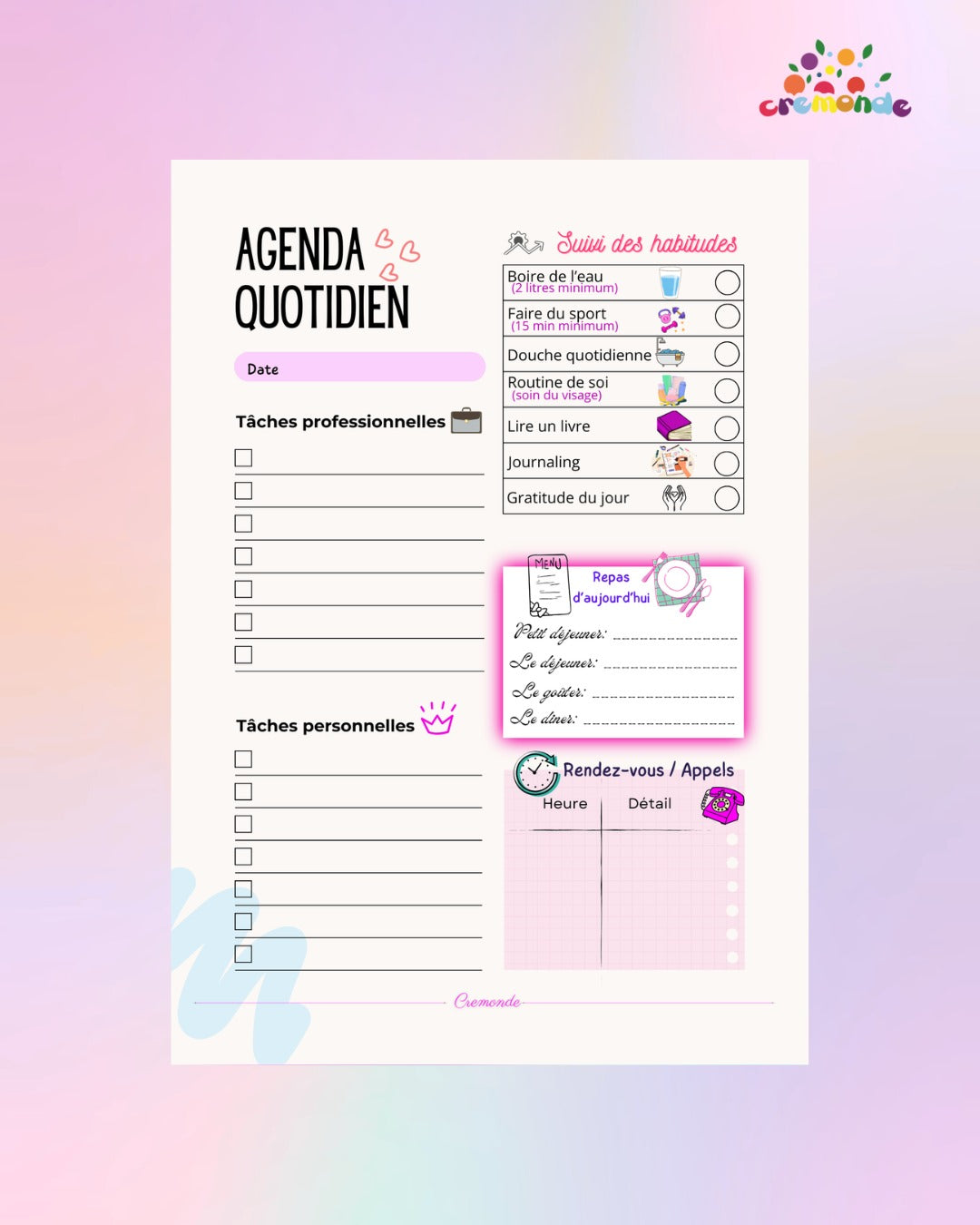 Cremonde Agenda - Paris Edition - for women / French